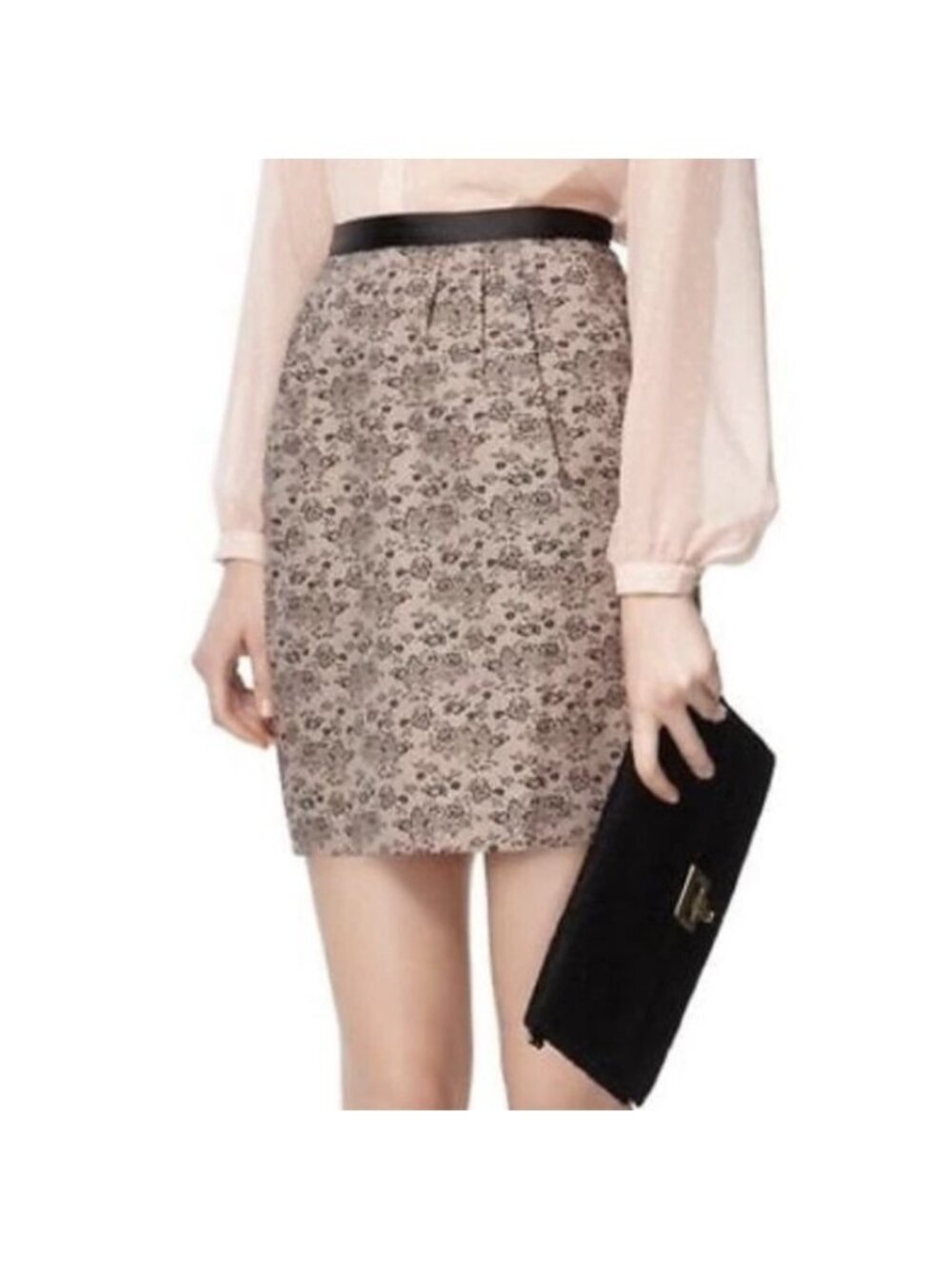 Jason Wu Target Pink Blush Lace Floral Print Mini Skirt Sz 14 Office Workwear